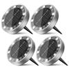 Peasur Luci Solari da Giardino, 4 Pezzi Faretto Led da Esterno Solare da Terra, 8 LED Sepolta Faretti Solari Impermeabile per Prato, Scala, Paesaggio (Bianco Freddo)
