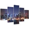 Visario 5505 - Quadro su tela, motivo: New York, 160 cm, 5 pezzi, blu bianco, legno