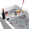 DHSUN Vassoi da bagno per tutta la vasca da bagno sopra la mensola con design antiscivolo, supporto per iPad, vassoio trasparente da bagno per libri e telefono, dimensioni regolabili [51-81 cm]