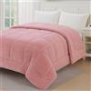 Corredocasa Trapunta piumone Coral Tinta Unita Caldo Vellutata Cinigliata Invernale Made in Italy per un Letto Morbido Piumino 4 Stagioni Double Face (Rosa, Una Piazza e Mezza)