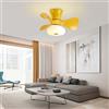 ATEEZ Lampadario con Ventilatore da Soffitto LED Dimmerabile Motore Reversibile Ventilatore da Soffitto con Luce e Telecomando Moderno Silenzioso 6 velocità Lampadario Ventilatore Camera Bambini-Yellow