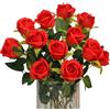 Polartreehome Confezione da 12 rose artificiali rosse, bouquet di rose artificiali a stelo lungo, fiori decorativi realistici per matrimoni, feste, ufficio, decorazione per la casa