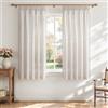MRTREES Tende Corte Lino Semitrasparenti con Fettuccia per Interni Finestre Cucina Camera da Letto Moderna 2 Pezzi 140x160 cm Marrone Chiaro, Tenda Corta per Casa Soggiorno Salotto Eleganti