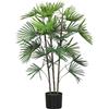 HOMCOM Palma Artificiale da 90 cm a 24 Foglie per Interni con Vaso da Ø16.5x13.5 cm, Pianta Verde Finta in Plastica