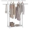 WOLTU Stand Appendiabiti con Ruote, Doppia Asta Appendiabiti, Rella Appendiabiti, Altezza e Larghezza Regolabile, per Camera da Letto Soggiorno,(75,5-151,5) x(94-171) x42 cm, Argentato+Bianco