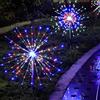 Meision Luci Solari per Fuochi d'Artificio da Giardino, Confezione da 2, 150 LED, 8 Modalità, Impermeabili, Altezza Regolabile, Calde/Colorate, 90 cm, per Esterni, Giardino, Terrazzo, Balcone