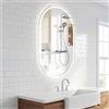 LIFEZEAL Specchio LED Bagno, specchio da parete con 3 colori di luce dimmerabili, funzione memoria e anti-appannamento, specchio cosmetico per bagno, corridoio (90L x 55l cm, Ovale)
