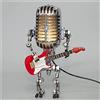 Qklovni Retro Style Microphone Robot Lamp Holding Guitare Vintage | Robot Desk Lamp with LED | Creative Steampunk lamp for Bedrooms, Bar, Restaurant