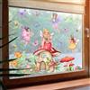 WandSticker4U®- Adesivi finestre bambina FATA & FUNGO grandi (80x43 cm) I Adesivi per vetri decorativi bambina fata elfi fiori principessa I Decorazioni vetrofanie per finestre bimba (senza colla)