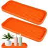 Silkmin 2 Pezzi Porta Spugna Cucina Silicone, Arancione Vassoio Organizer In Silicone, Vassoio Porta Spugne Lavello Cucina, Organizer per Lavandino Antiscivolo, per Scolapiatti Tazze Bagno, Dispenser Sapone