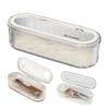 mongtsamz Contenitore per Posate 2 in 1, Porta Pennelli Make Up, Evitare Polvere Organizer Posate, Make Up Organizer con vassoio di scarico, Adatto per Cucina, Camera da Letto, Bagno(Trasparente)