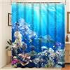 Xiaoterna Tenda da doccia dell'oceano Vita marina subacquea Mondo marino Tartarughe Pesci Tenda da bagno Barriera corallina floreale resistente alla muffa Decorazione del bagno 200x180cm