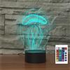 FLRXHK Lampada notturna a LED con illusione 3D a forma di medusa, lampada da tavolo con telecomando, 16 colori, luce notturna a LED ottica, decorazione per la stanza dei bambini