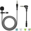 AGPTEK Z02- Mini Lavaier Microfono Clip a Condensatore Omnidirezionale 3.5mm con 2 Adattatore Esterno Microfono per Smartphone,PC,Line-in Registratore Usato per Conferenza Video/Podcast/Youtuber