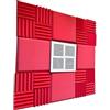 Lenacustica Kit Acustico Ibrido, 9 Pannelli Fonoassorbenti 50x50x5 cm, Superficie in Legno Perforato, Diffusore per Studio. NON SPEDITO SOTTOVUOTO (ROSSO STYLE)