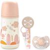 Suavinex Set Regalo Neonato, Regalo Bimbo con Biberon 270 ml Flusso Medio, M, Ciuccio 0/6 Mesi e Catenella Porta Ciuccio in Tessuto, per Bambini 0/6 Mesi, Tettarelle in Silicone Sx Pro, Dreams Rosa