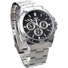 JewelryWe Orologio uomo, Display Nero,Pointer Argento