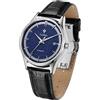 CADISEN Orologio automatico da uomo, con vetro zaffiro, impermeabile, cinturino in vera pelle, Blu