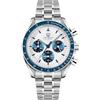 watchdives WD1860 WD1861 WD1863 Orologio cronografo da uomo Giappone VK63 Orologi sportivi al quarzo 40mm Bubble Sapphire Crystal Orologio da polso 100M Dive Watch, Bracciale a vite bianco blu