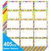 Hebayy 405 pezzi Adorabili Etichette Adesive con Nome, 5 Colori Arcobaleno per Feste a Tema, Scuola, Ufficio, Casa (7,6 x 5 cm)