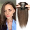 SEA SINGING Topper per capelli veri, da donna, con diradamento, densità 120%, base svizzera, con clip, frangia con clip, 40 g, castano ramato medio (30,5 cm, #)