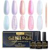 INPING Smalto Semipermante Per Unghie Perla, 5 Colori Pearl Shell Bianco Blu Viola Rosa Con Stick smalto unghie, Effetto Spirale Smalto Unghie Soak Off UV/LED DIY Manicure Nail Art Set, 8 ML