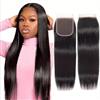 Arenshxc 4x4 Chiusura con pizzo Chiusura invisibile con lacci Capelli lisci naturali ondulati Capelli naturali Baby Hair 50,8 cm