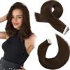 Moresoo Extension Capelli Veri Biadesivo Castano Morbidi #4 35cm 40g 20pz | Qualità Remy, Stile Quotidiano, Acconciatura Da Festa, Look Sofisticato, Volume Extra