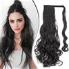 Dcbaboo Coda Capelli Extension Ricci 60cm Coda Finta Capelli Sintetici Posticci per Capelli Ondulati Extension Coda Capelli Finti Clip Coda di Cavallo Mossi Lunghi Wrap Around Ponytail, Marrone scuro