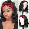 YAYAHAIR Parrucca Donna Con Fascia Capelli Veri Umani Headband Wig Human Hair Body Wave None Lace Front Wig Human Hair Machine Made Wigs Glueless Parrucche donne Capelli umani colore naturale 12 Pollici