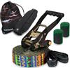 ALPIDEX Slackline Set 15 m + protezioni per albero e protezione cricchetto, a...