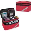 Trunab Piccolo Borsa Portaoggetti per Medicinali e Portapillole, Kit di Pronto Soccorso Adatto con Farmaci d'Urgenza, Integratori e Portapillole Settimanale, Rosso