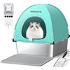 Meowant Lettiera Gatto in Acciaio Inox, Lettiere XXL, Copertura in Tessuto Chiuso, Quadrato Toilette Grande per Gatti di Grossa Taglia, Antiaderente, Prova Perdite, Staccabile e Facile Pulire, Verde