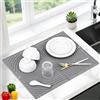 Euqvunn Tappetino Scolapiatti Silicone, GrandeTappeto Scolapiatti Cucina Lavello, Tappetino Scolapiatti Assorbente, Tappetino Asciuga Piatti Pieghevole, Asciugatura Rapida, 51×41cm (Grigio)