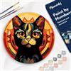 Figured'Art Dipingere con i Numeri su Disco di Legno da 30 cm - Paint by Numbers, Gatto Nero Art Deco, Passatempo per Adulti, Kit Completo, Hobby Creativi - Quadri fai da te