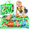 Anginne Giochi Montessori Bambini 1 Anno, Regalo Bambina Bambino 1 2 3 Anni, Trenino di Legno Fattoria Animali Bambini con Tappetino per Riporre i Giochi, Giocattoli Educativi in Legno