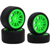 SUAVER Set di Ruote e Pneumatici RC a bassa aderenza per Drift, Set di Ruote e Pneumatici Pronti all'uso e Raggi per 1/24 Losi Micro B, Parti di Aggiornamento per Auto RC Drift, 4 Pezzi (Verde)