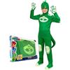 Funidelia Costume Ufficiale di Geco PJ Masks deluxe per bambino, Include tuta con coda, maschera e guanti - Tenuta per bambini per feste, Carnevale e Halloween - Taglia 3-4 anni