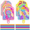 BMSQOFD Tavola di attività sensoriale, giocattolo anti-stress in silicone, con doppia faccia e borsa portatile e 20 corde, per alleviare lo stress, ADHD e autismo(colore + rosa)