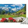 kRbTqLwPzXsM Borgo Alpino Montagna Puzzle 1000 Pezzi Carta per Adulti Paesaggio Floreale Rustico Gioco di Puzzle 1000 Pezzi Relax Famiglia Decorazione Regalo 52x38cm/1000pcs
