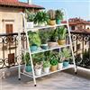 Garvee Portapiante da Interno ed Esterno in Metallo a 3 Ripiani, Supporto per Piante a Scala con Rivestimento Protettivo, Scaffale Portavasi Antiruggine Opaco per Balcone e Soggiorno, Bianco