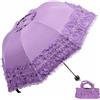URAWESO Ombrellone in pizzo viola con protezione UV per spiaggia gotico Lolita Cosplay festa di nozze (fodera stampata a fiori)