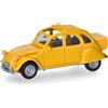 herpa modellino Citroën 2CV con Queue, jaune mimosa, miniatura in scala 1:87, pezzo da collezione, Made in Germany, modello in plastica