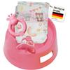 Heless 808 - Set di vasini per Bambole in Rosa, con Diametro di 15 cm, incl. sonaglio, Ciuccio e Pannolino Grande, Adatto alle Dimensioni Comuni delle Bambole