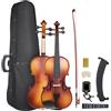 VEVOR Set di Violini da 355 mm Set Completo per Violino in Legno Massello, Misura Standard, con Custodia Rigida, Colofonia, Archetto, Spalliera, Ponticello, Corde Extra, Marrone Opaco