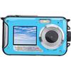 ASHATA Fotocamera subacquea da 2,7 K per snorkeling, 3,9 m, con doppio schermo, zoom digitale 16x da 48 MP, fotocamera digitale compatta per snorkeling e immersioni (blu)