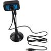 Qianjyvous Webcam a alta definizione con messa a fuoco manuale, connessione USB e streaming, dotata di luce LED di riempimento e microfono, compatibile con PC e laptop; supporta,