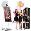 JIAQINMOTD Cabina fotografica con specchio magico da 101,5 cm, portatile per selfie con touch screen da 21,5 pollici, mini PC integrato, torcia, custodia per feste, matrimoni, eventi (bianco, macchina per