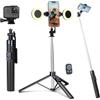HUGSEE Treppiede per selfie da 180 cm, con 2 luci di riempimento, treppiede in metallo con telecomando, treppiede per smartphone compatibile con iPhone e smartphone Android