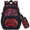 Byitin Zaino Scuola Elementare Bambino Fluorescente, Zaino Ragazzo Grande Capacità Impermeabile con Porta USB e Astuccio, Design Multiscomparto per Scuola Media